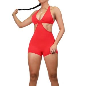 Fitness Fashioness Red Athletic Romper